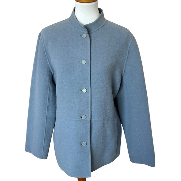 Eileen Fisher Jackets & Blazers - Eileen Fisher Wool Cashmere Button Coat Light Blue Size L